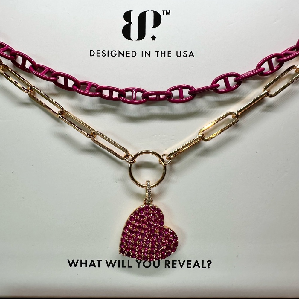 BP Fuchsia and Gold Heart Necklace